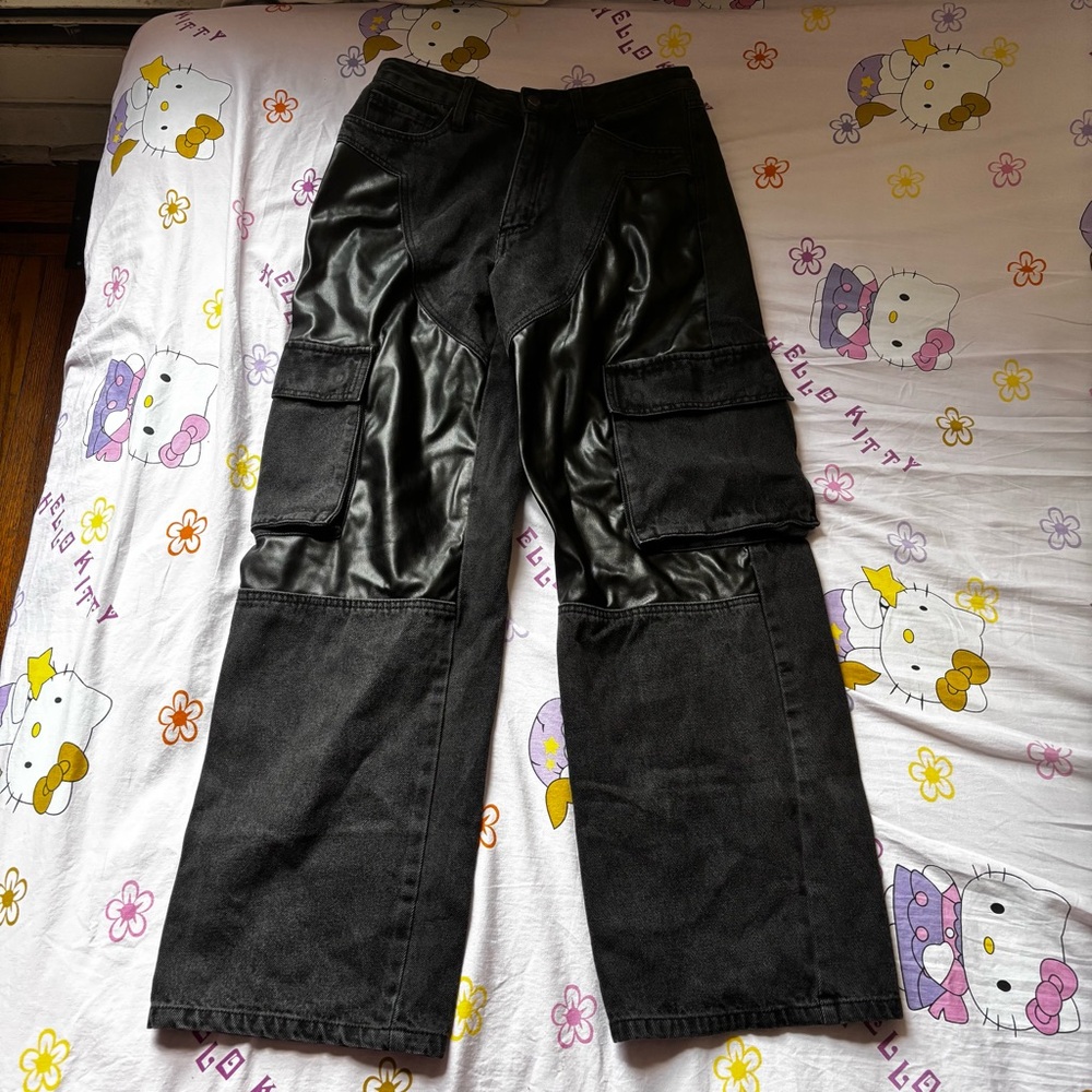 Forever 21 Black Leather Jeans